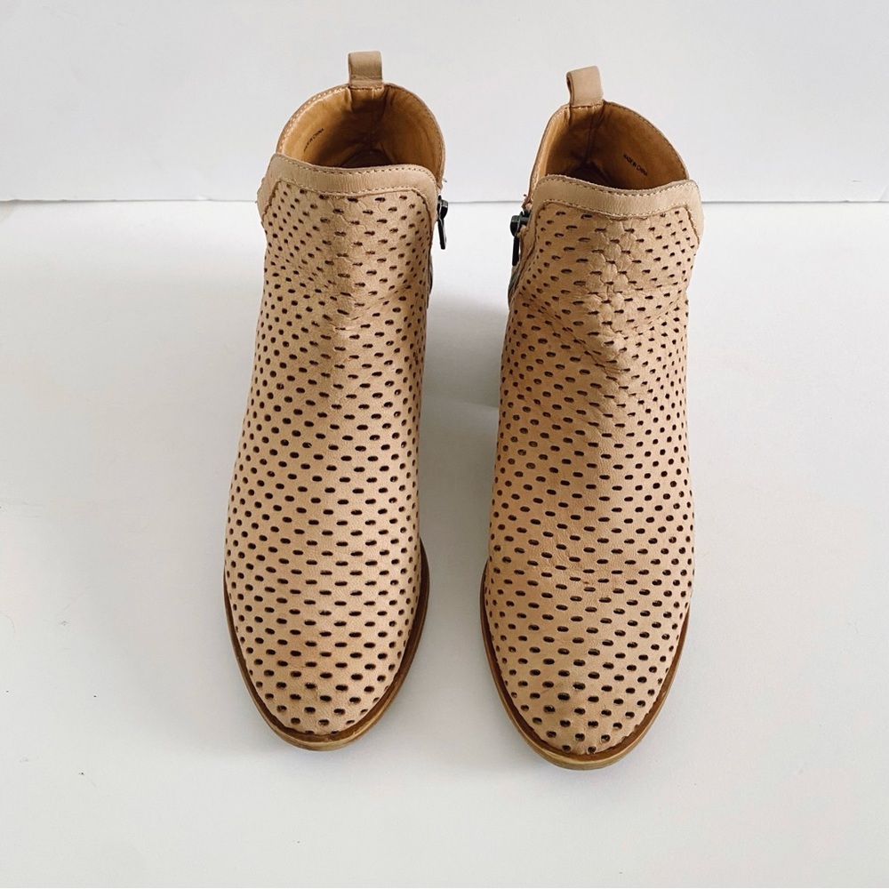 LUCKY BRAND Perforated Cream Ankle Boots